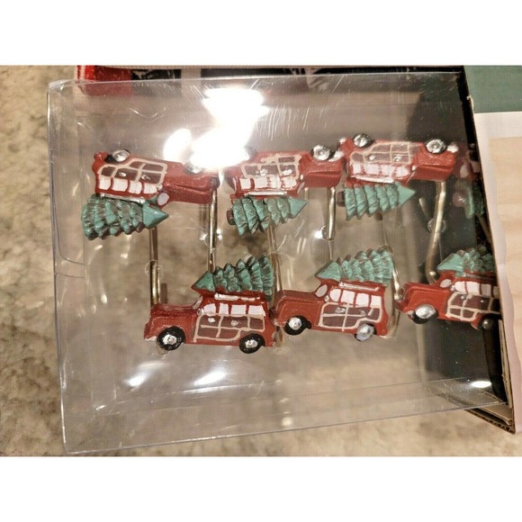 NEW Holiday Woodlands Christmas - Woody With Tree - Shower Curtain and Hooks - Picture 4 of 6